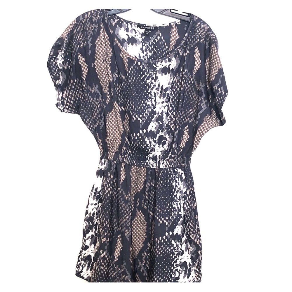 Express Snakeskin Print Midi Dress - Black and Brown